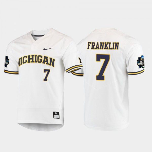 Michigan Wolverines #7 Men Jesse Franklin Jersey White 2019 NCAA Baseball College World Series High School